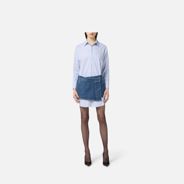 Rochie din bumbac si denim Elisabetta Franchi - imagine 4