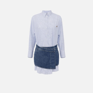 Rochie din bumbac si denim Elisabetta Franchi