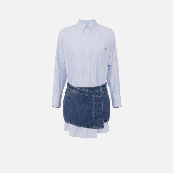 Rochie din bumbac si denim Elisabetta Franchi